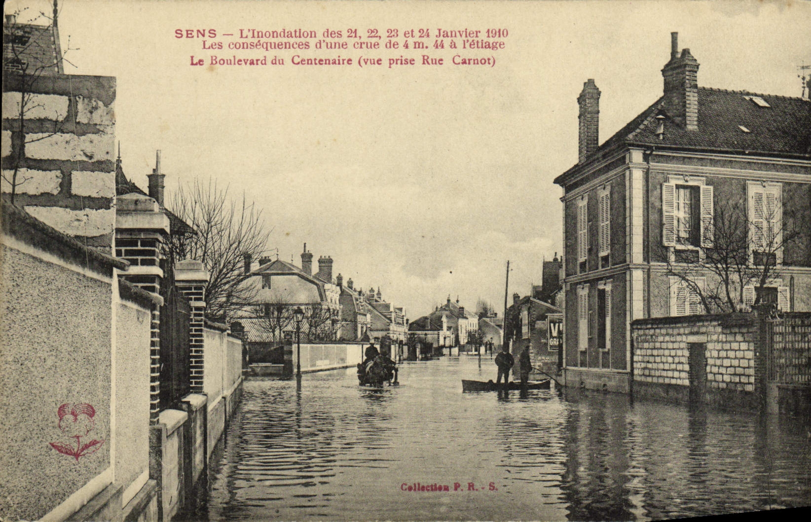 CPA Sens L'Inondation Janvier Les Consequences d'une crue de 4m44 Le boulevard du centenaire 