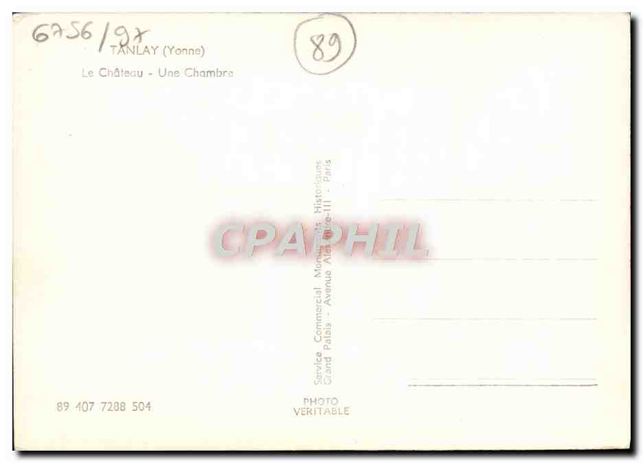 CPM Tanlay Le Chateau Un Chambre — Back