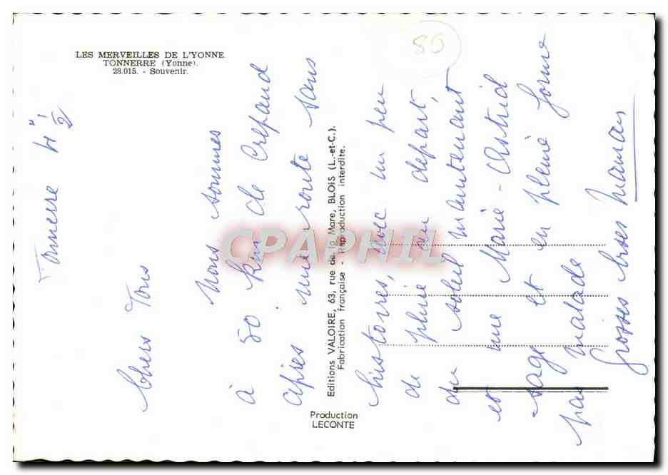 CPM Tonnerre ville Pittoreque Situee Sur Le flanc — Rückseite