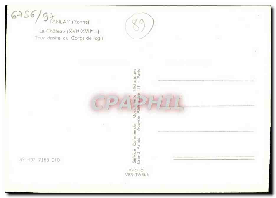 CPM Tanlay Le Chateau Tour Droite Du Corps De Logis — Back