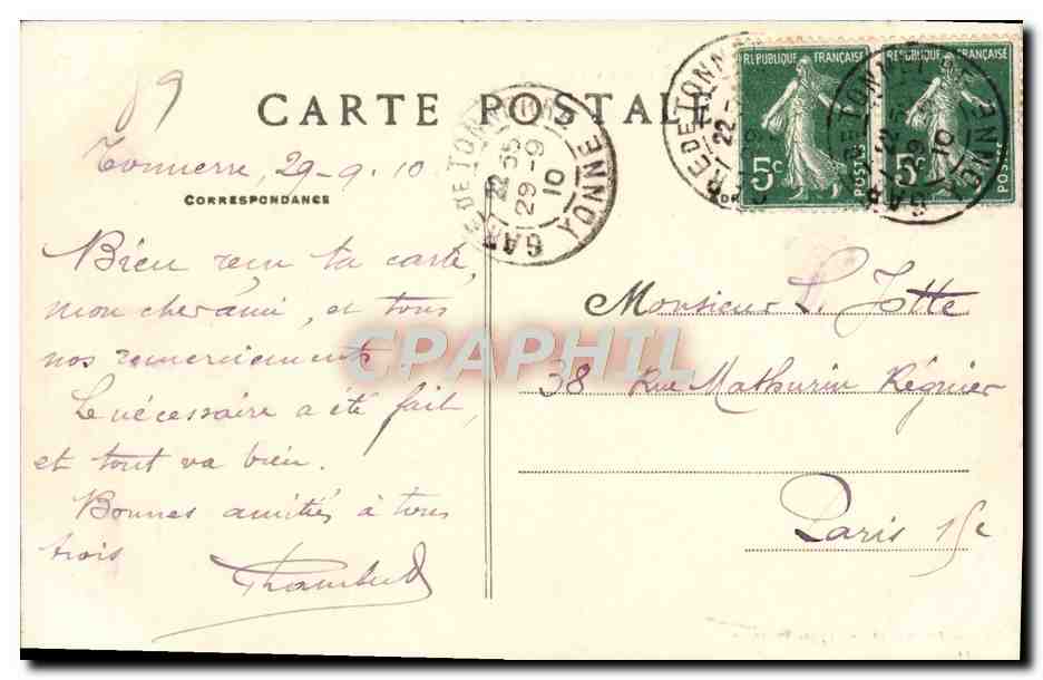 CPA Tonnerre La Promenade du Pris a vol d'oiseau — Rückseite