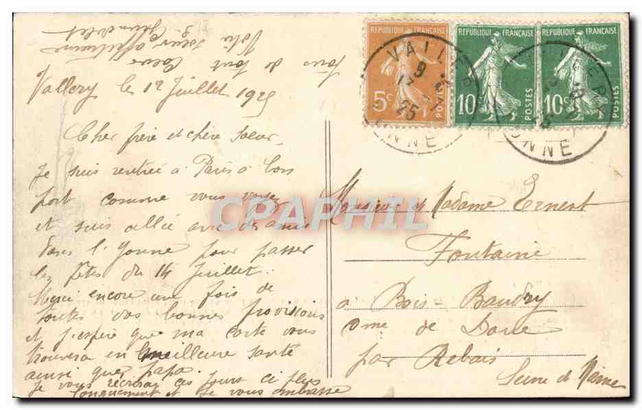 CPA Vallery Le vieux chateau  — Verso