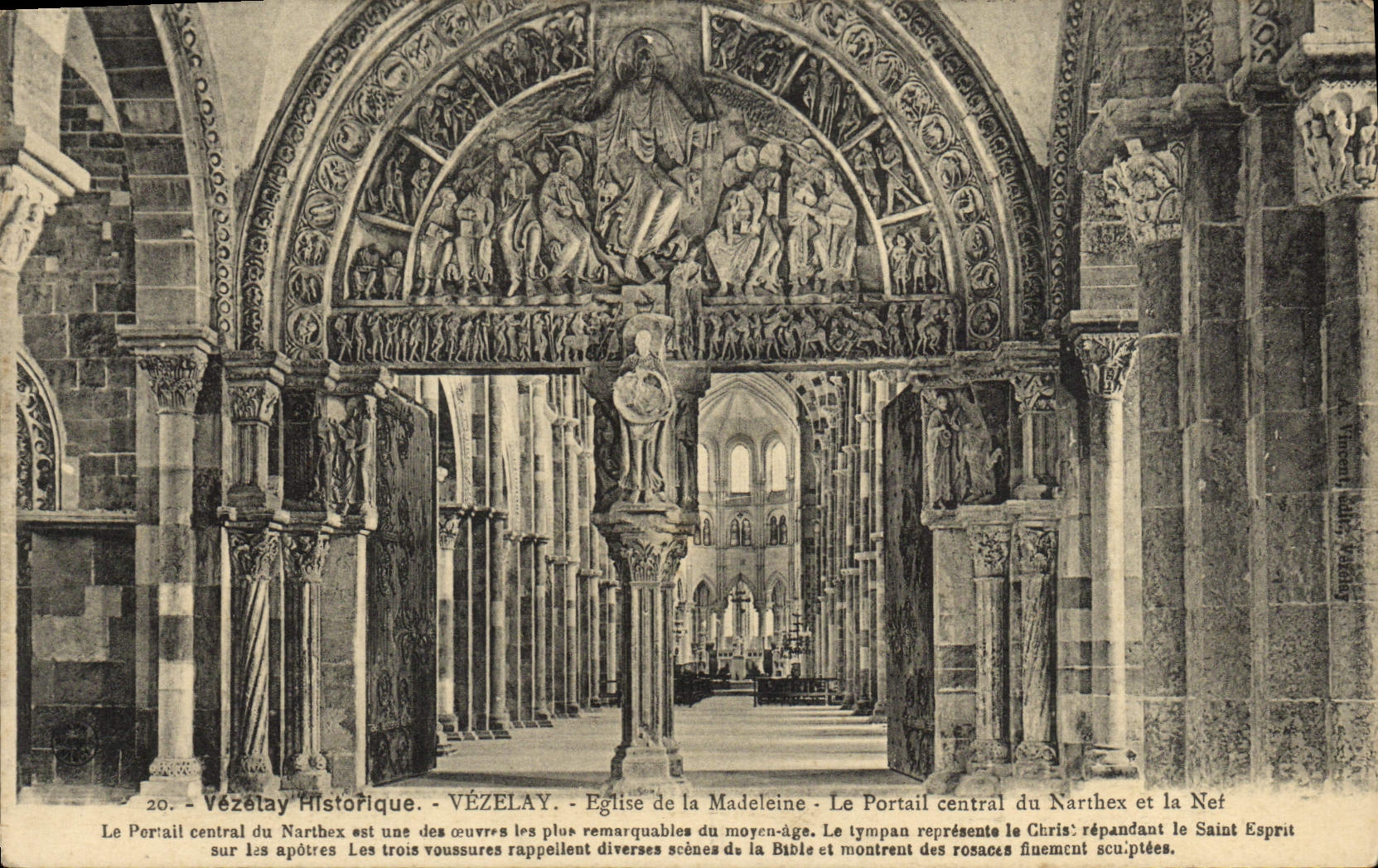 Portail central du Narthex et de la Nef - Vézelay Historique - Église de la Madeleine
