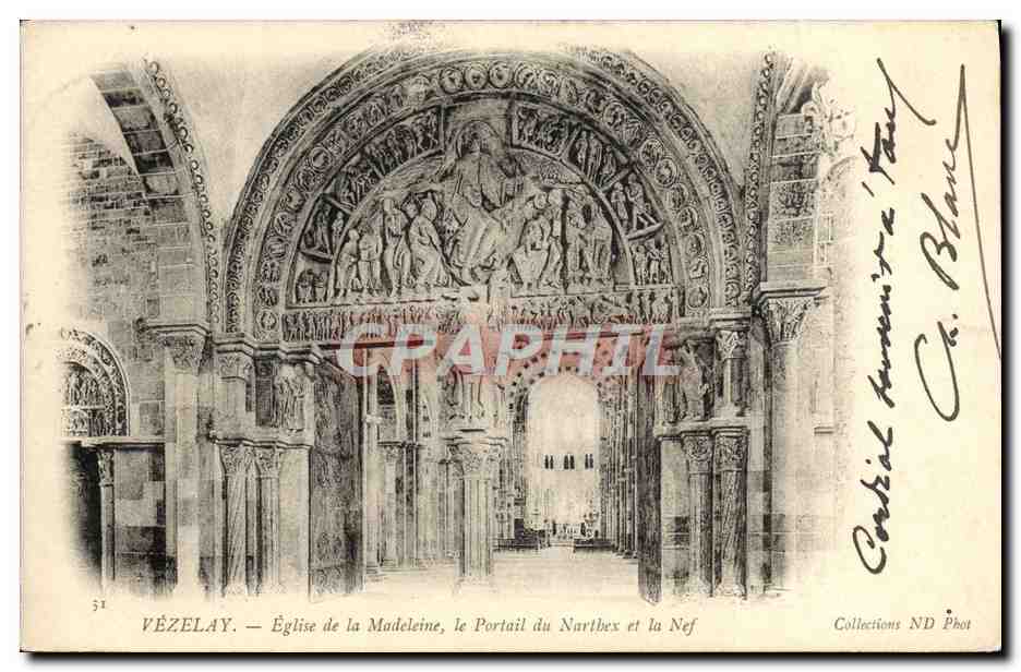 CPA Vezelay Eglise de la Madeleine le Portail du Narthex et la nef