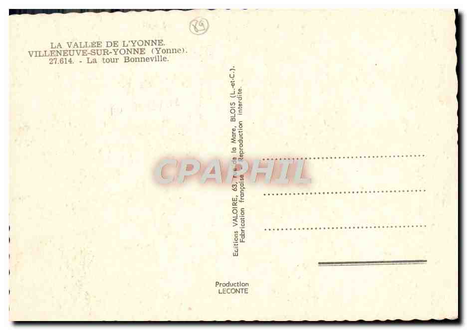 La torre Bonneville — Villeneuve-sur-Yonne (Yonne) — Edizioni Valoire — Verso