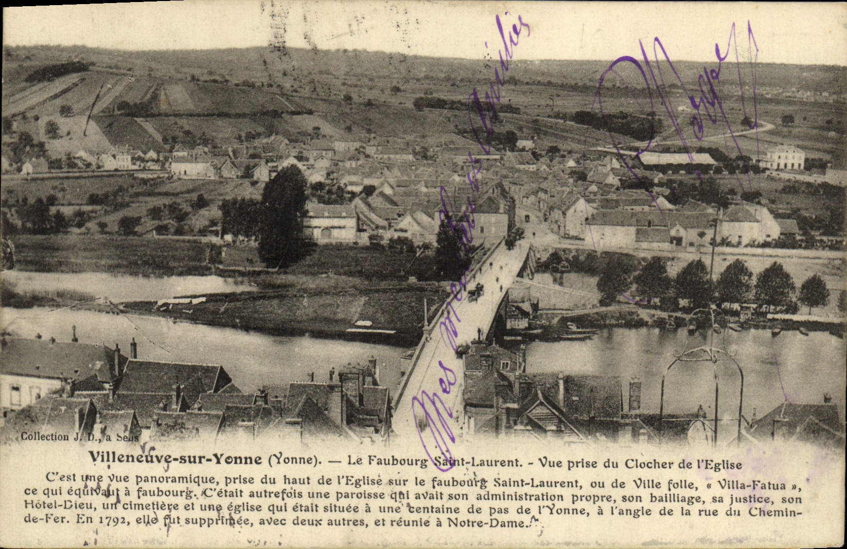 Villeneuve-sur-Yonne — Vue panoramique prise du clocher de l'église — J. D., à Sens