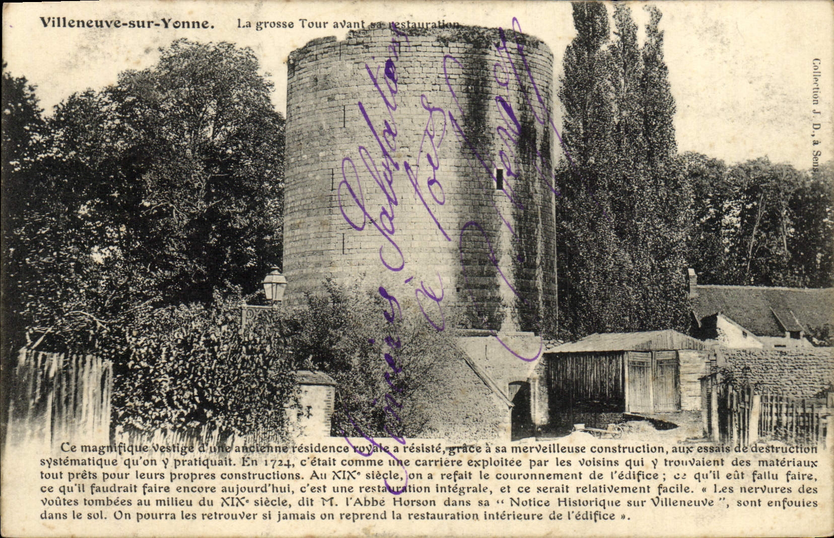Villeneuve-sur-Yonne — La grosse Tour avant sa restauration — Collection J. & A. Sens