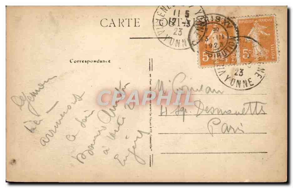 Villeneuve-sur-Yonne — Vue générale — Verso
