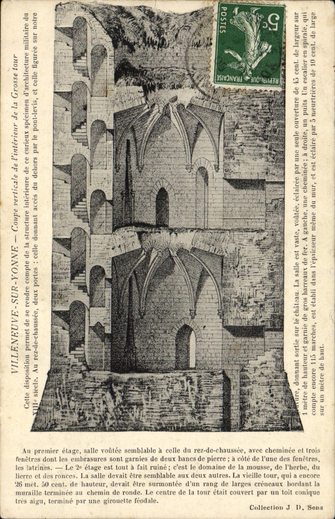 Interno della torre della Vergine a Villeneuve-sur-Yonne — Collezione J. D. Sens