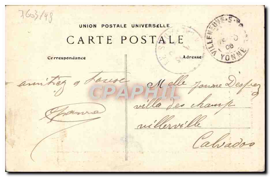 Interno della torre della Vergine a Villeneuve-sur-Yonne — Collezione J. D. Sens — Verso