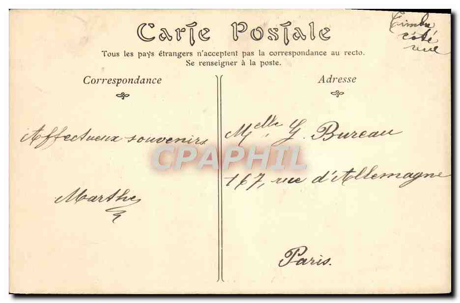 Tarjeta postal antigua Villeneuve Sur Yonne Vista sobre L'Yonne Y Los Muelles — Reverso