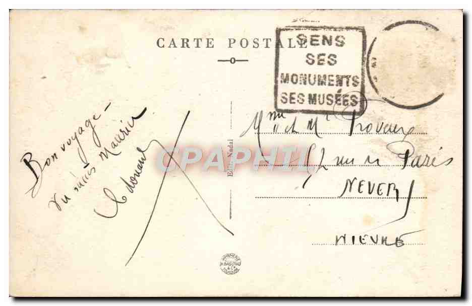 Villeneuve-sur-Yonne — Die Yonne, Ansicht vom Brücke — Verlag NADAL Nr. 17 — Rückseite