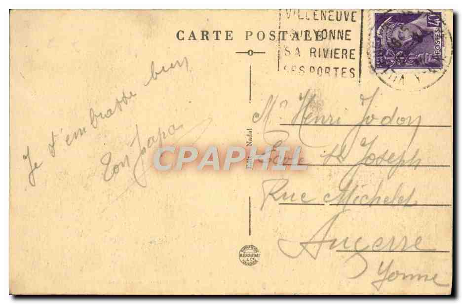 Villeneuve-sur-Yonne — Rue Carnot — Porte de Joigny, vista interior — Reverso