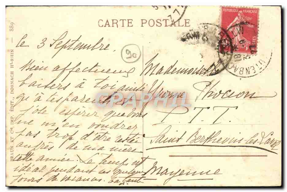 CPA Hotel Du Grand Ballon Club Vosgien — Back