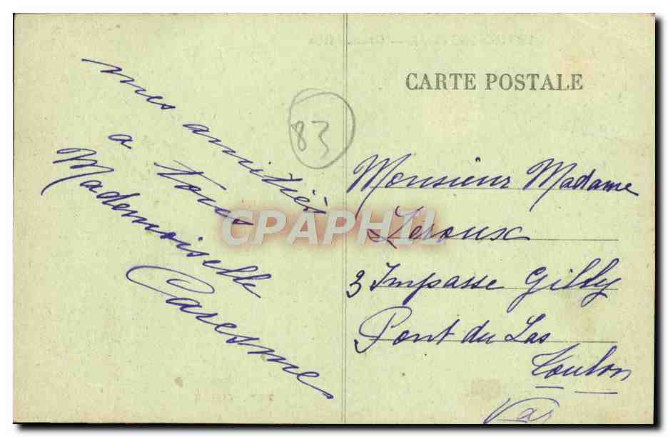 CPA Artignosc Grand Rue — Rückseite