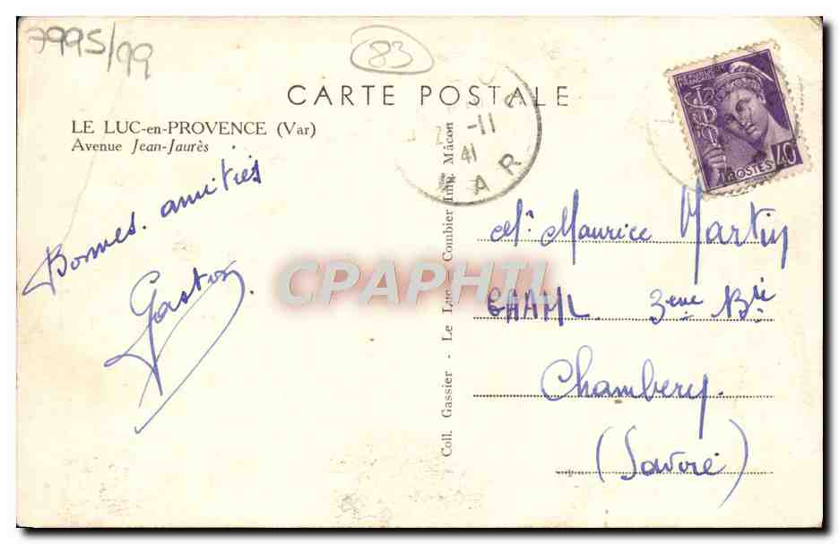 CPA Le Luc En Provence Avenue Jean Jaures Restaurant — Rückseite