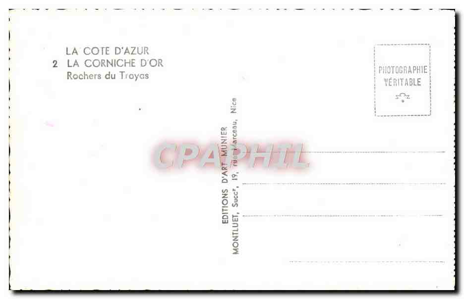 CPM La Cote d'Azur La Corniche D'Or Rochers Du Trayas — Rückseite