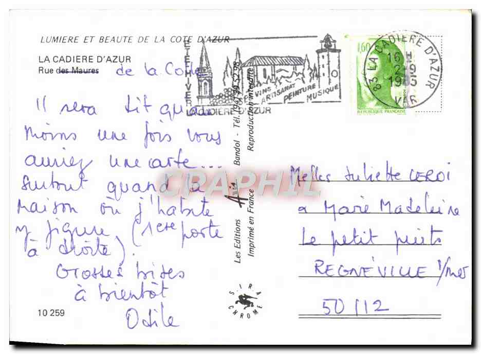 La Cadrière d'Azur — Rue des Maures — Les Éditions Chromé — Verso