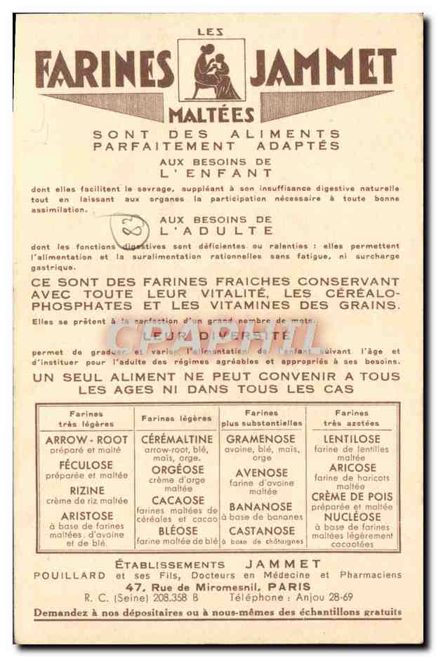 CPA Les Vieilles Provinces De France La Provence Farines Jammet Folklore Moulin a vent  — Rückseite