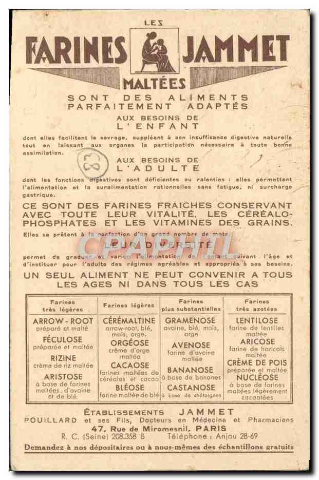 CPA Les Vieilles Provinces De France La Provence Farines Jammet Folklore Moulin a vent  — Back
