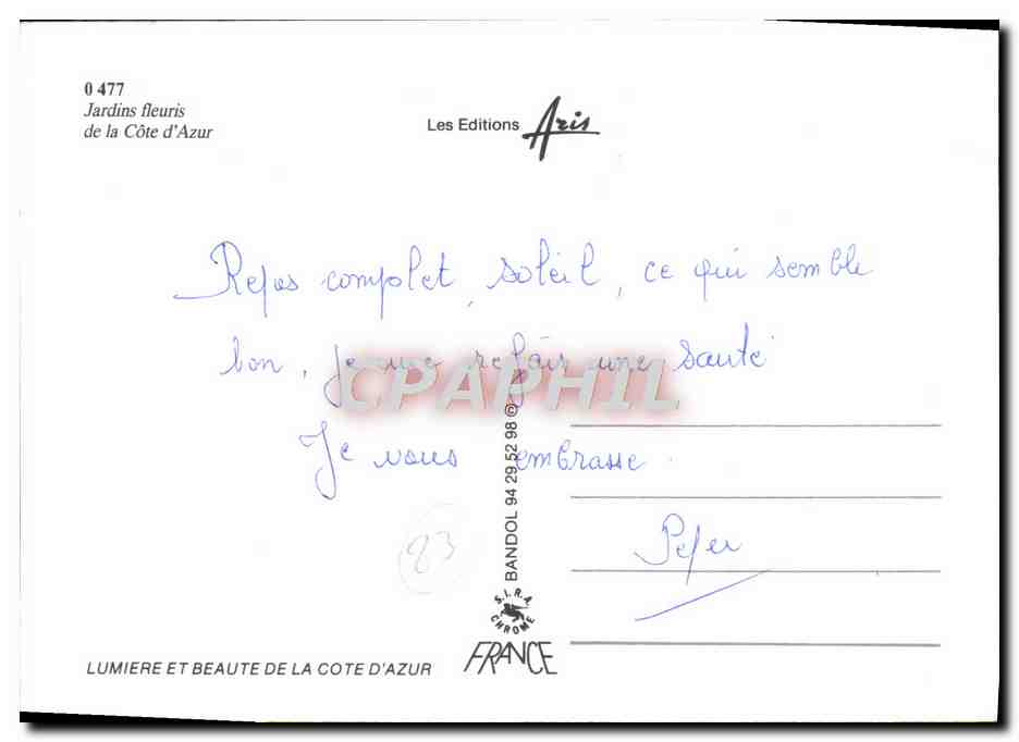 Jardins fleuris de la Côte d'Azur — Côte d'Azur — Les Editions Aris, n° 0 477 — Reverso