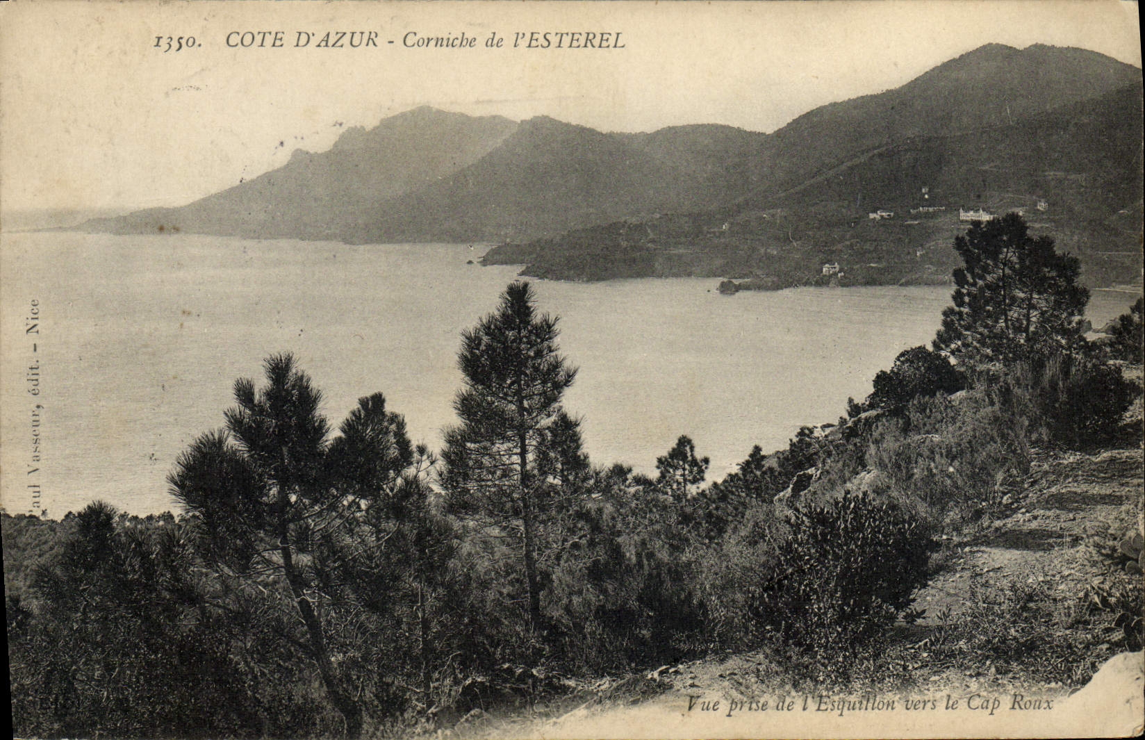 Côte d'Azur - Corniche de l'Esterel — Blick vom Esquillon zum Cap Roux — Paul Vassou, Verlag Nice, Nr. 1350