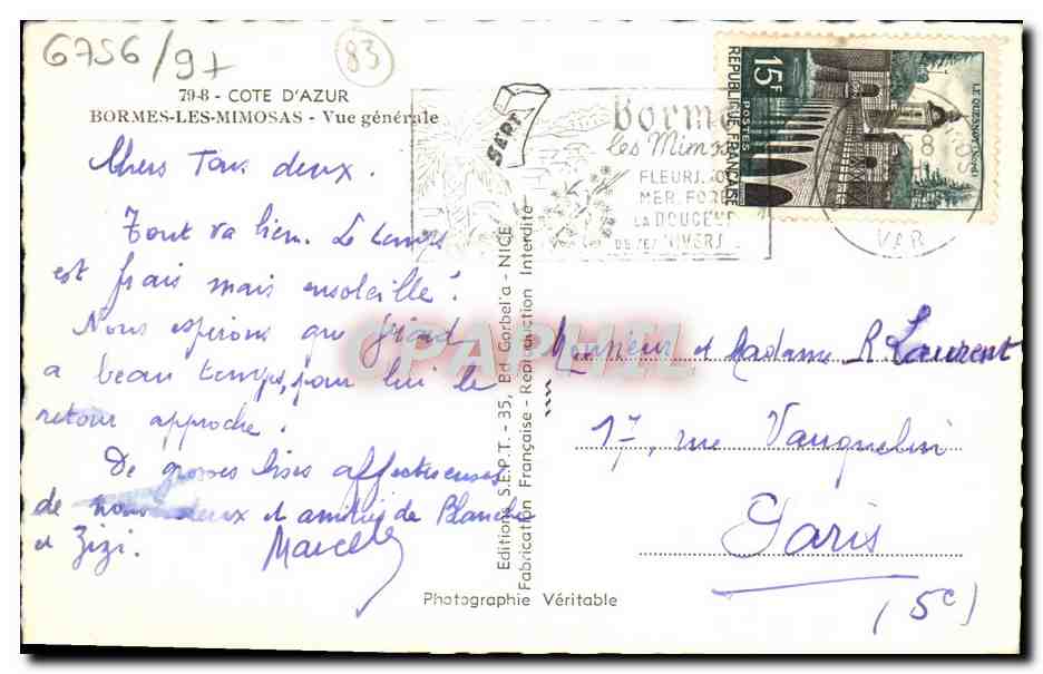 CPM Cote D'Azur Bormes Les Mimosas Vue Generale — Rückseite
