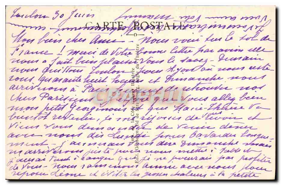 CPA Toulon Point De Vue Artistique — Verso