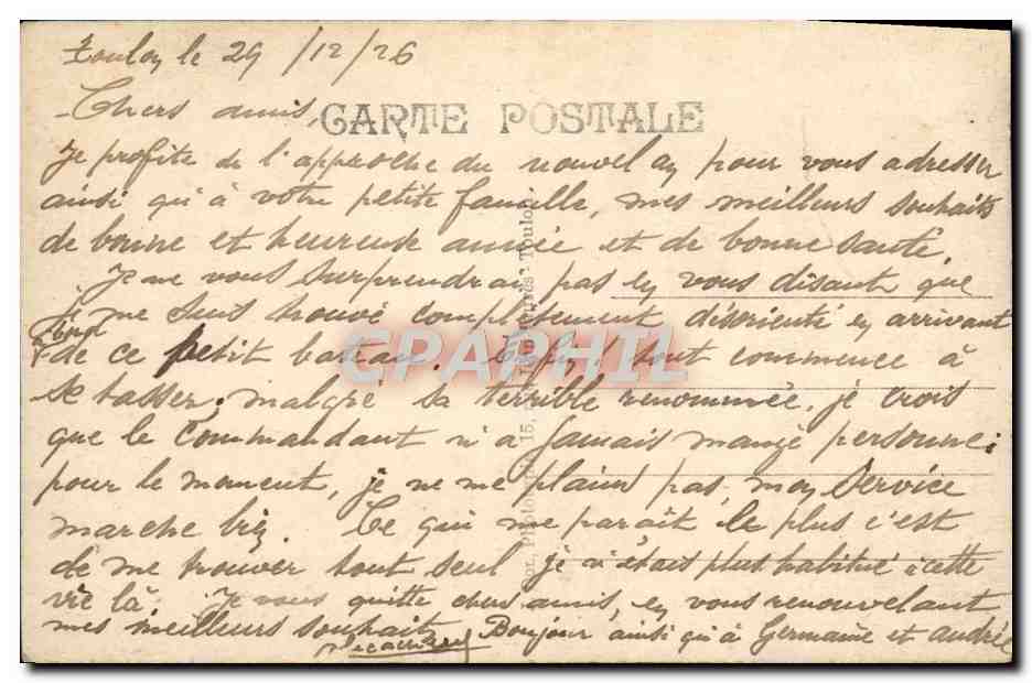 CPA Toulon Bord De Mer Cap Brun — Verso