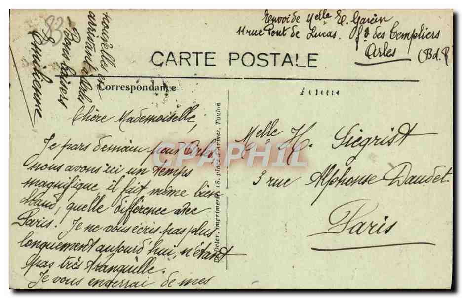 CPA Toulon Anse Magaud Coup De Mer — Rückseite