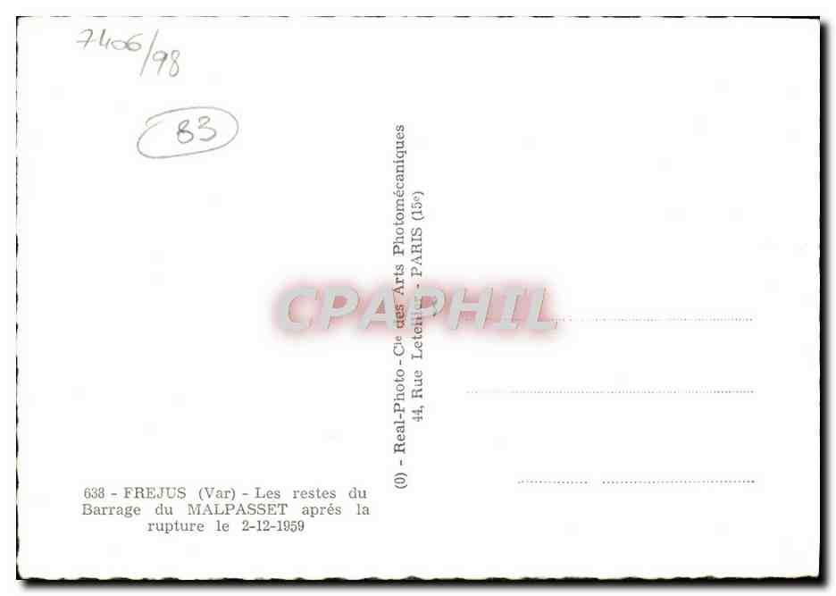 CPM Frejus Les Restes Du Barrage Du Malpasset Apres La rupture me 2 2 1959 Barrage — Back