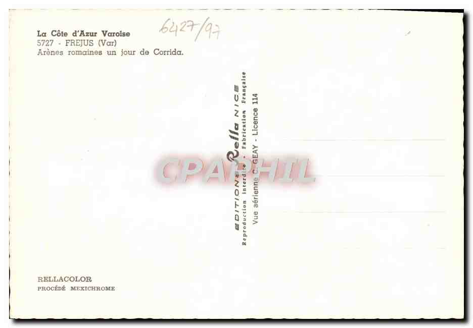 CPM La Cote d'Azur Varoise Frejus Arenes Romaines un Jour De Corrida — Rückseite