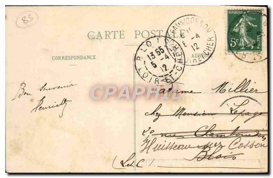 Auberge des Adrêts — Route de Fréjus à Cannes, au pied du Mont Vinaigre — éditeur Mentier, n°22 — Verso
