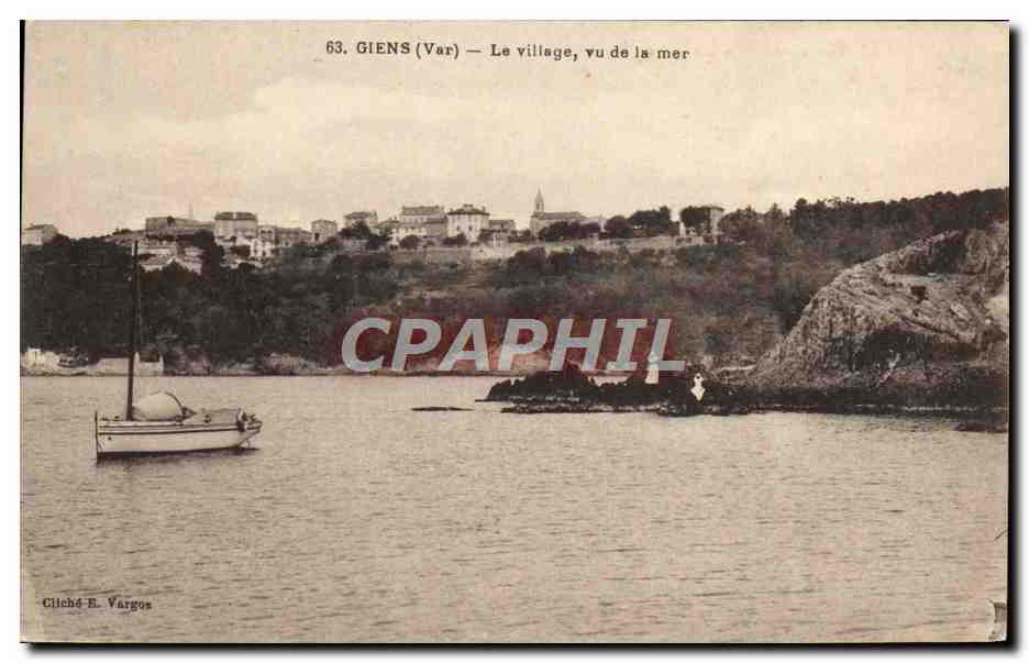 Giens (Var) — The village, viewed from the sea — Cliché E. Vargos, n°63