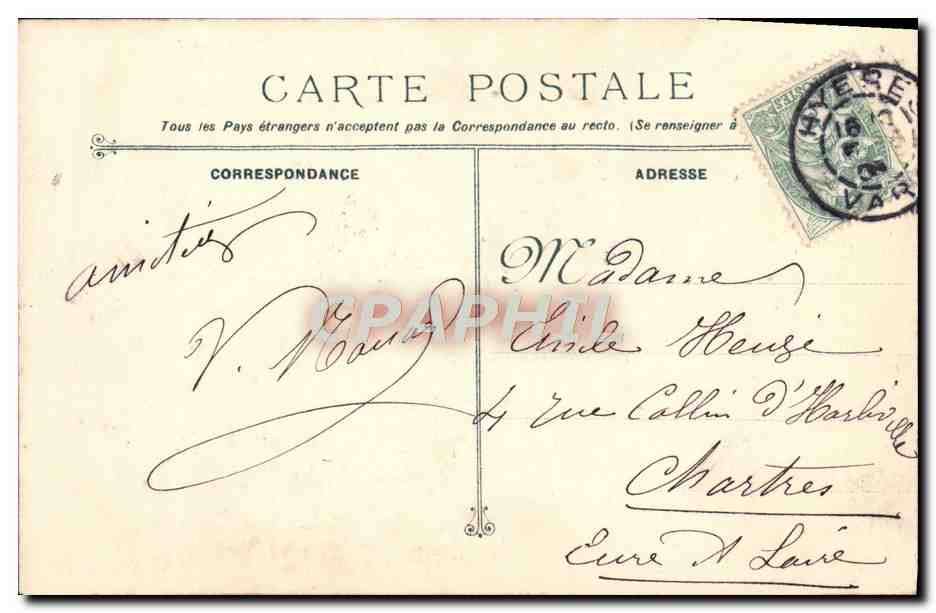 Concours de Musiques d'Hyères 1906 — Souvenir — Édition Poullan, Hyères — Verso