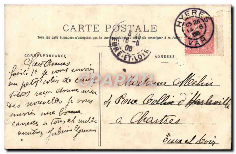 CPA Hyeres Costebelle — Rückseite