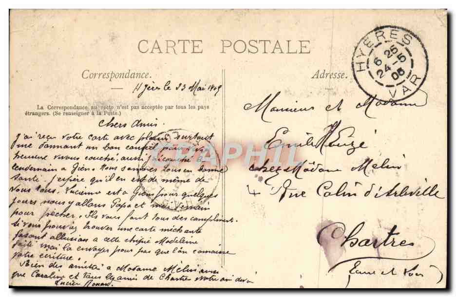 Hyères - Laveuses au bord du Roubeau — La Côte d'Azur, éditeur non identifié, n° de série 74 — Verso