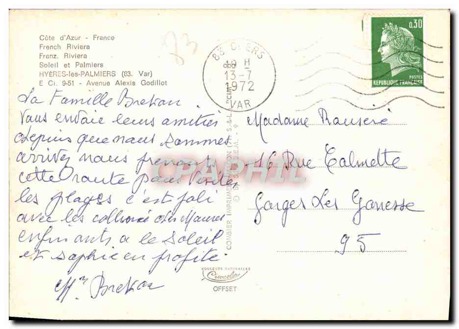 Soleil et Palmiers — Hyères-les-Palmiers (83, Var) — Éditeur : Couleurs Naturelles — Reverso