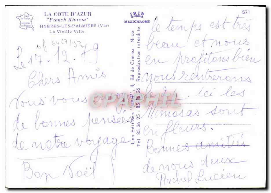 Hyères-les-Palmiers — Vieille Ville — IRIS — Verso