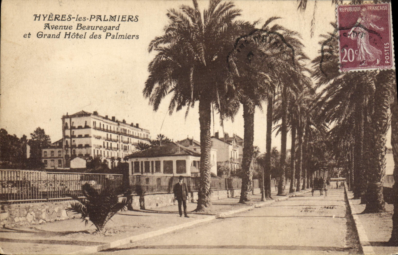 CPA Hyeres les Palmiers Avenue Beauregard et grand hotel des Palmiers