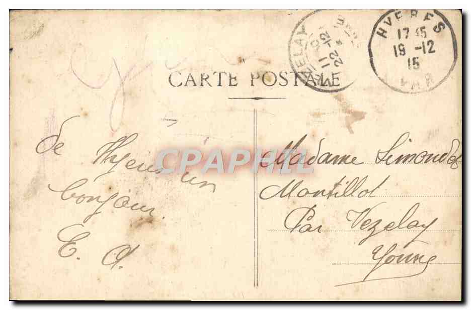 Tarjeta postal antigua Hyères Avenue Beauregard — Reverso