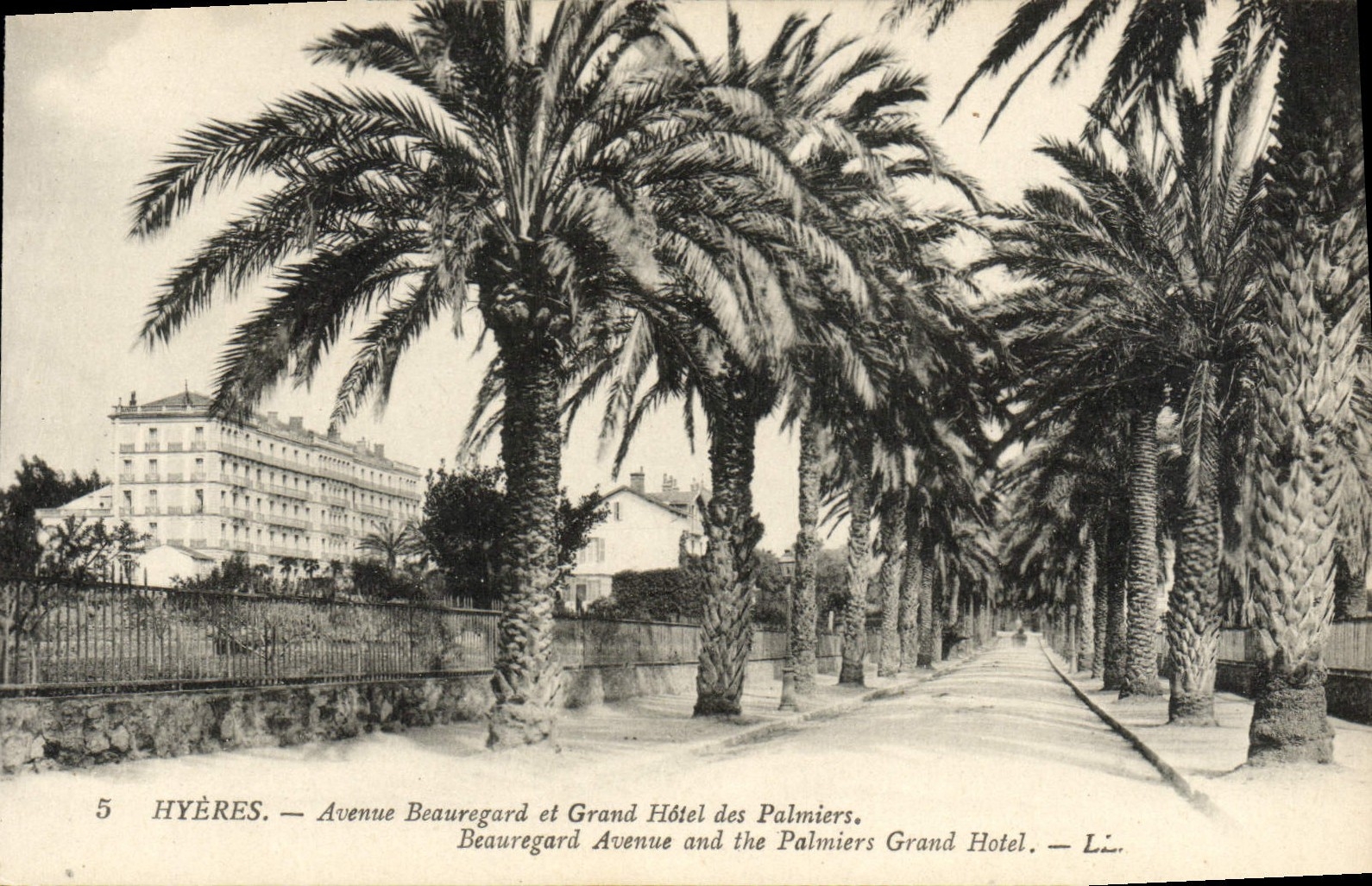 Hyères — Avenue Beauregard et Grand Hôtel des Palmiers — LL.