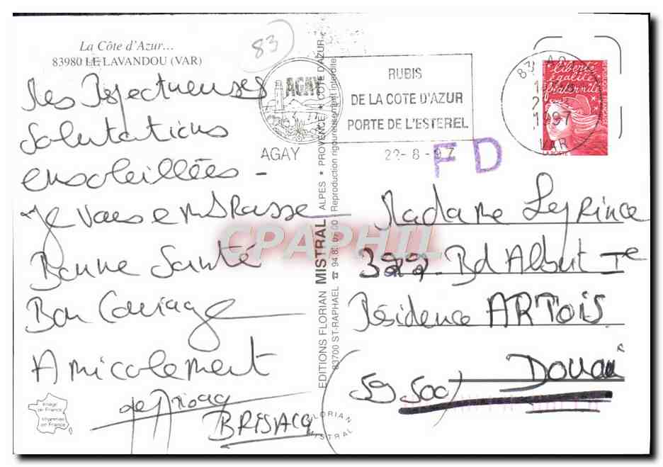 CPM Le Lavandou Cote D'Azur — Rückseite