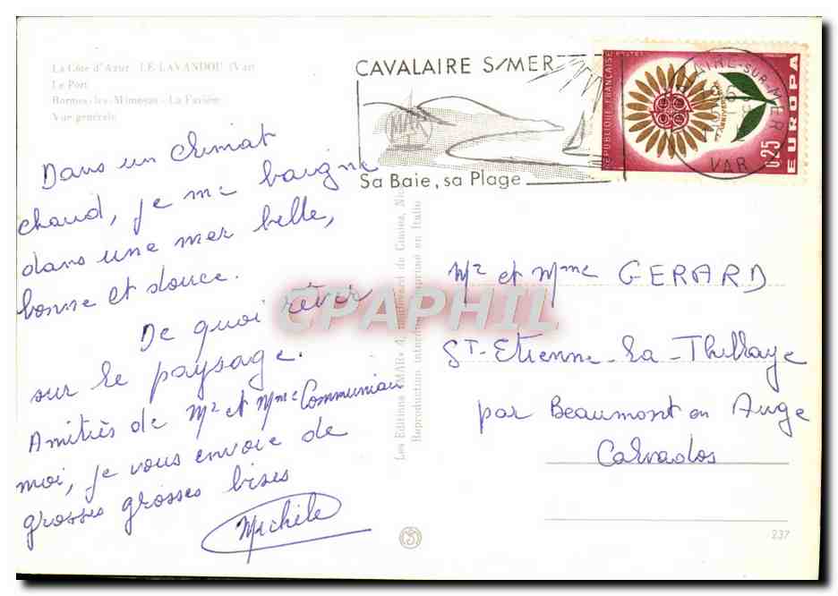 CPM Le Lavandou Le port Bormes les Mimosas La FAviere  — Verso