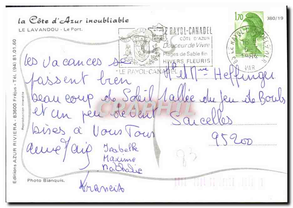 CPM La Cote d'Azur Inoubliable Le Lavandou Le Port Bateaux — Verso
