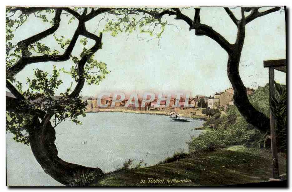 Toulon, le Maurillon — vue du port encadrée par des arbres — éditeur L.V. & Cie, n°33
