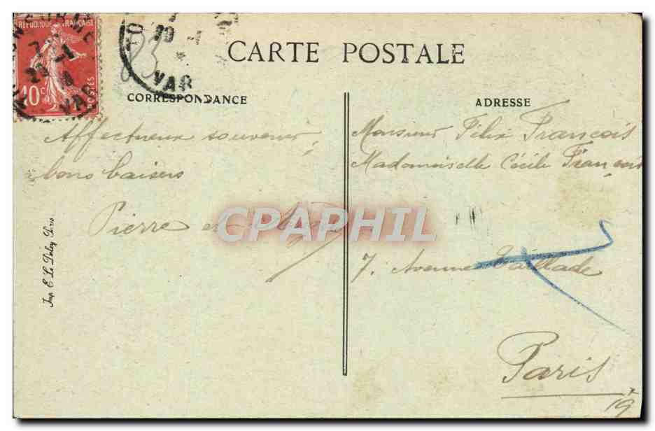 Toulon-Mourillon — Fort Saint-Louis à travers les palmiers — E.D. n°82 — Verso