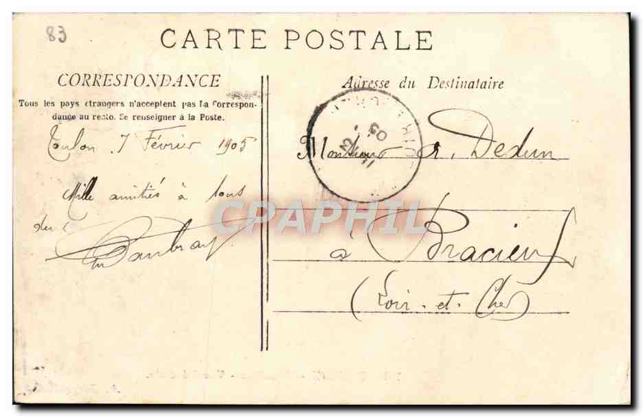 CPA Toulon Le Mourillon Vue Generale — Verso