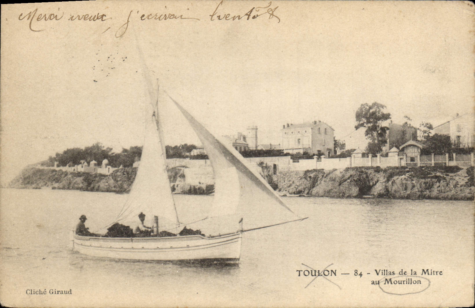 CPA Toulon Villas de la Mitre au Mourillon Bateau