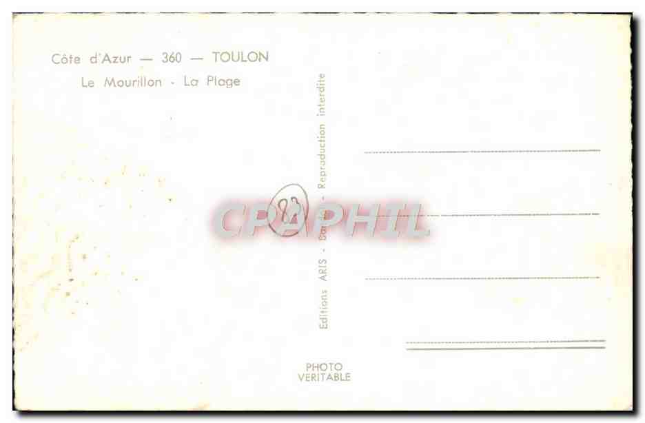 Le Mourillon — La Plage — Editions ARIS — Rückseite